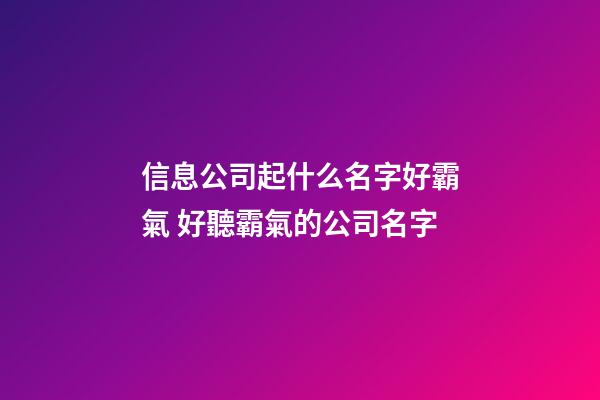 信息公司起什么名字好霸氣 好聽霸氣的公司名字-第1張-公司起名-玄機派